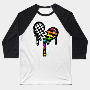 Rainbow Stripes Split Heart Baseball T-Shirt